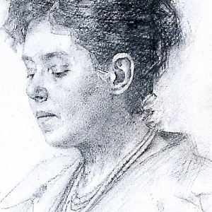 Portret Marii Konopnickiej z autografem, ok. 1890 r., rys. Maria Dulębianka